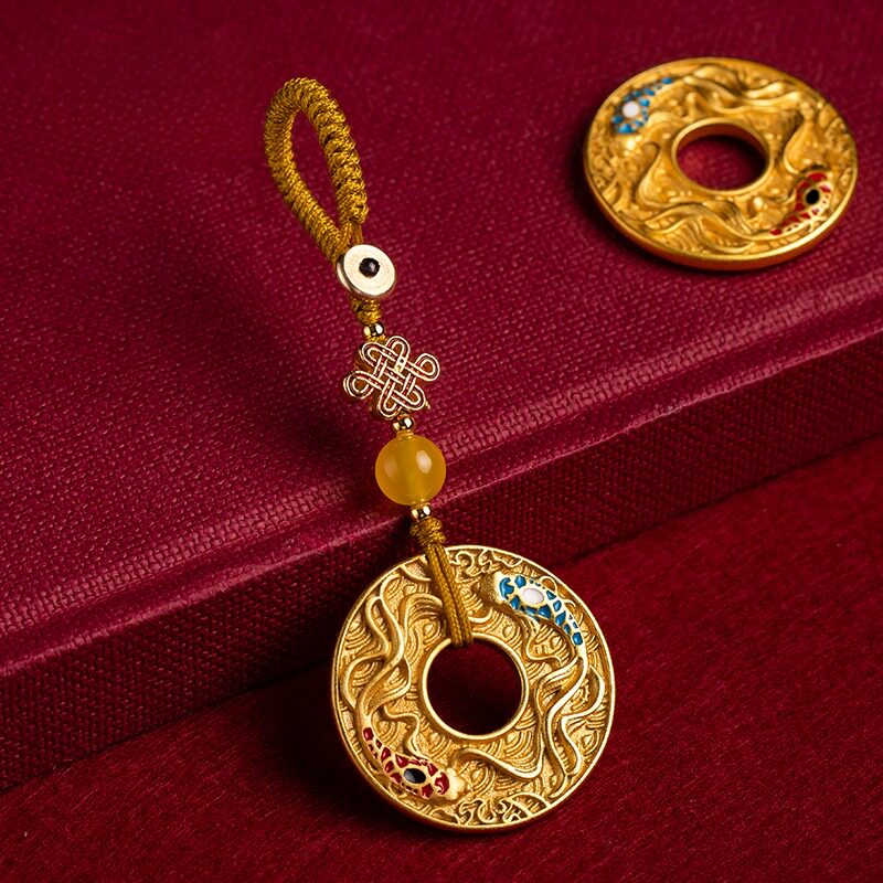 黄铜双鱼佩平安扣汽车钥匙扣挂饰年年有余新创意平安扣汽车钥匙扣