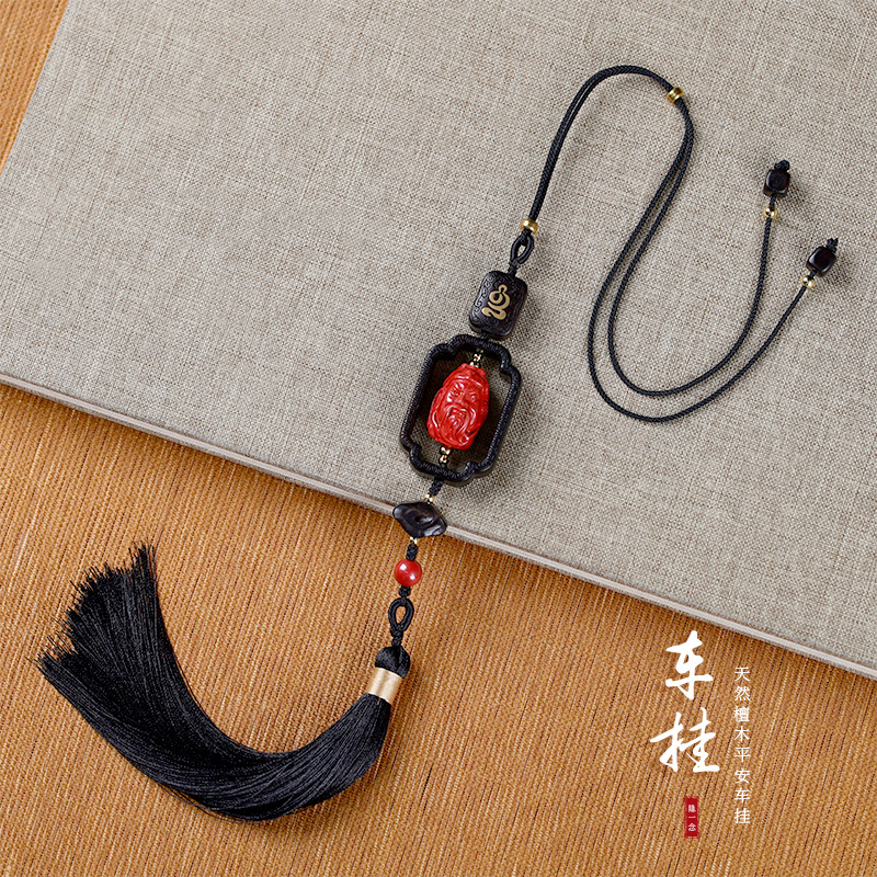 新品个性原矿帝王砂关公挂件白玉菩提莲花檀木车内创意高级感挂饰