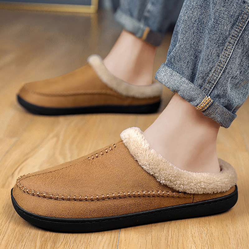棉拖鞋男冬季大码4950室内保暖2025新款防滑加绒外穿毛绒棉鞋男士