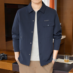 高端商务春秋季2026新款翻领行政夹克男士外套男款休闲春装年轻人