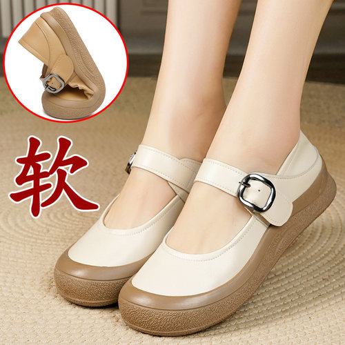 兰妮鸟夏季女皮鞋软底护士鞋专用