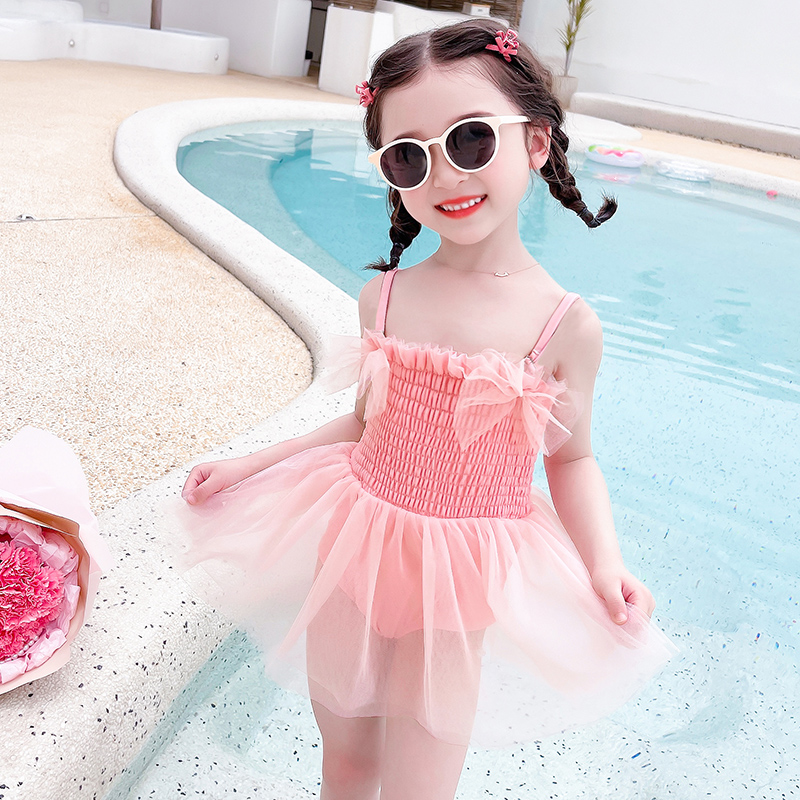 女童泳衣2023新款儿童夏季洋气游泳专用宝宝可爱公主吊带连体裙式