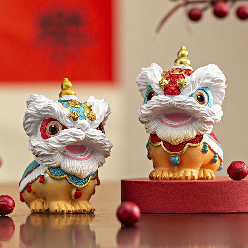 国潮佛山舞狮醒狮创意摆件高级感图片