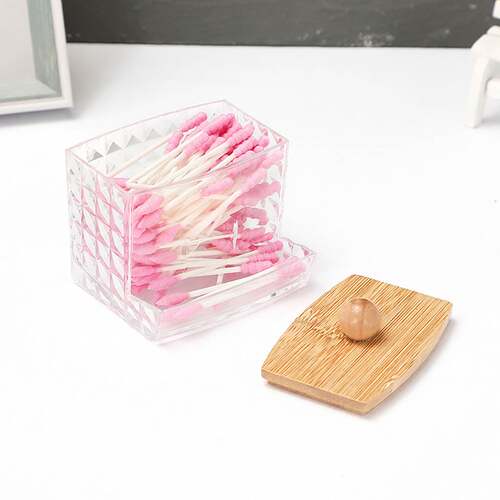 透明亚克力塑料棉签盒桌面钻石纹