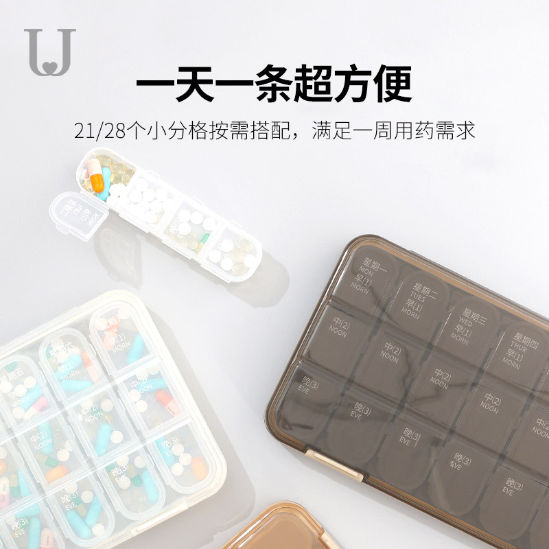 便携7天大容量一周早中晚药盒