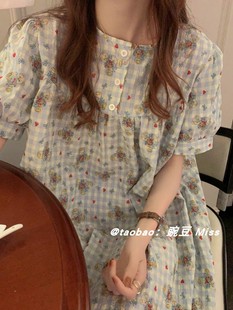 长裙甜美网红风睡衣夏天可外穿家居服 短袖 韩版 可爱小熊睡裙女夏季