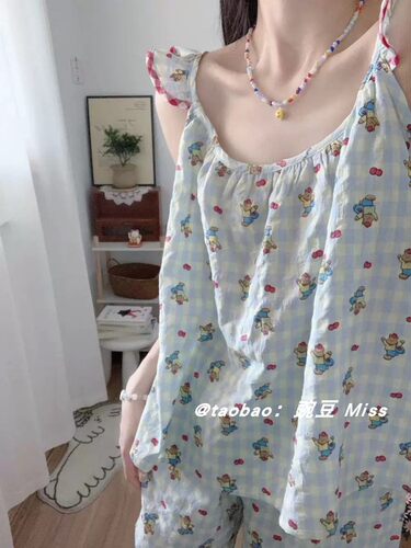 夏季吊带睡衣女可爱小熊薄款学生