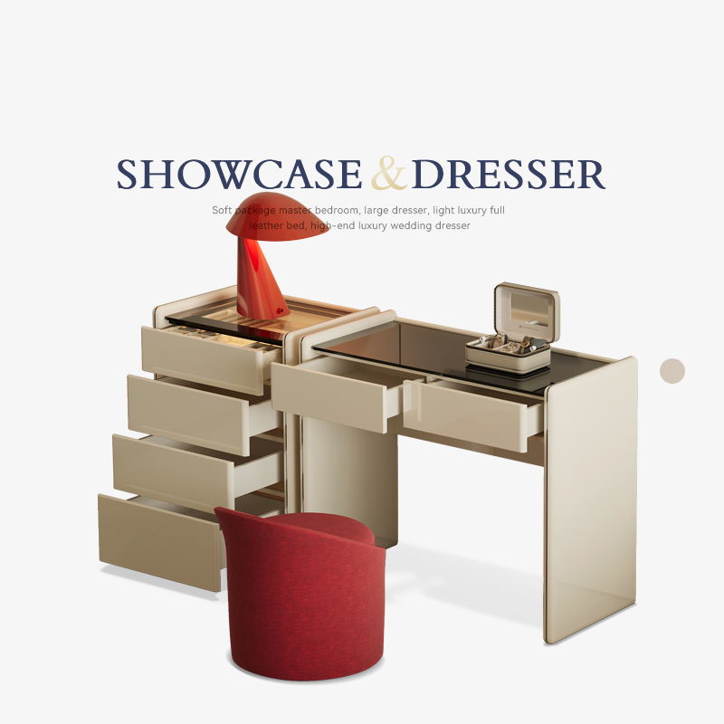 意式极简梳妆台收纳床头柜一体