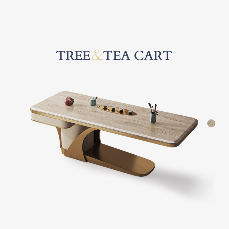 白蜡木实木书桌茶桌一体两用轻奢