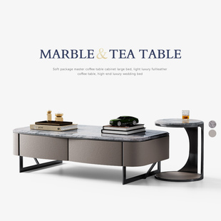 Mobeier 意式极简茶几豪宅别墅全屋轻奢现代高级感天然大理石茶几