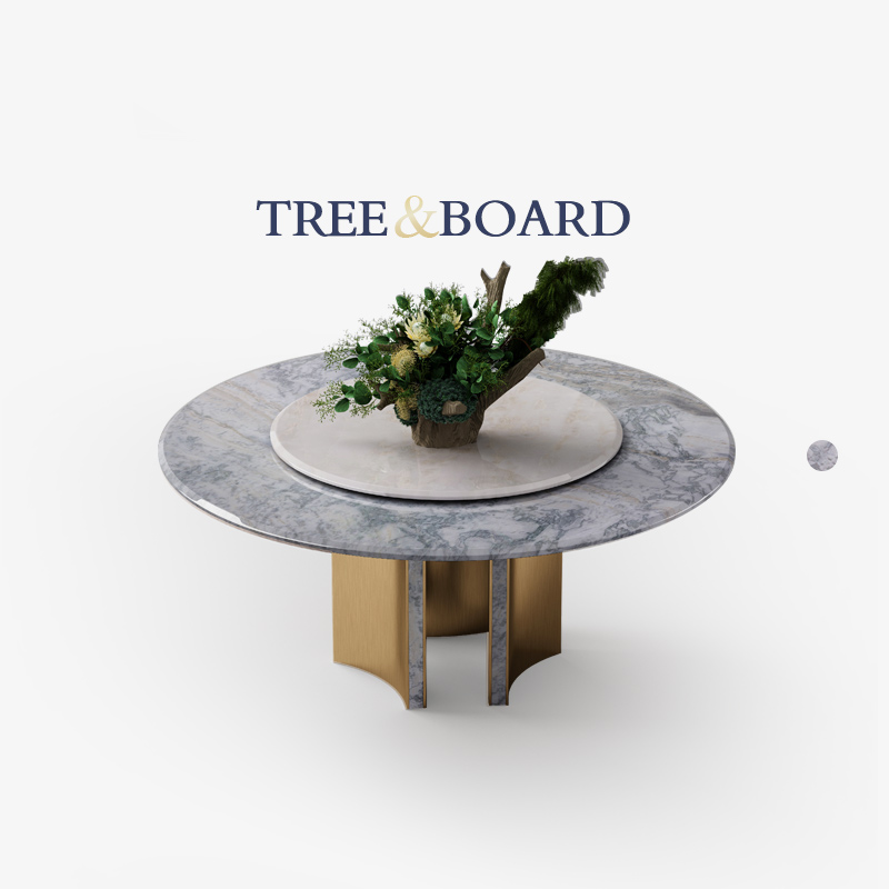 天然大理石圆形餐桌奢石轻奢高端