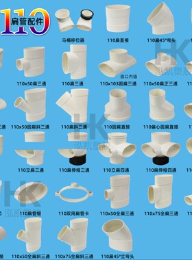 异形pvc管件110扁管全套配件 PVC马桶移位器下水管配件圆转扁三通