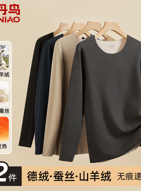 健丹鸟无痕德绒保暖内衣冬男士加绒上衣发热秋衣裤套装打底衫内穿