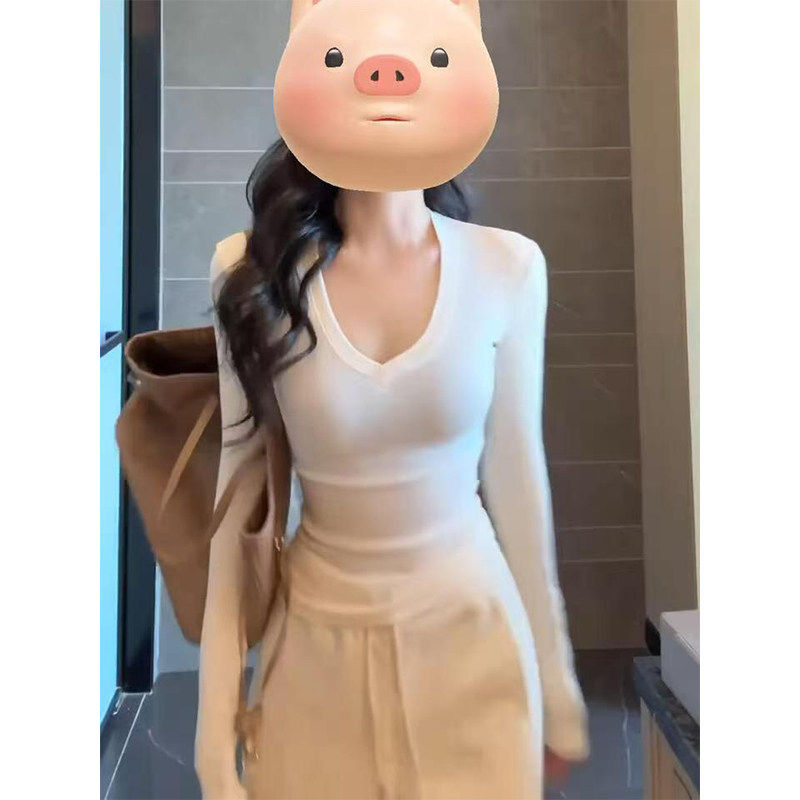 V领德绒打底衫女秋冬内搭短款小衫修身磨毛百搭上衣加绒保暖T恤,女装/女士精品,T恤,淘宝优惠券,粉丝福利购,淘宝优惠卷