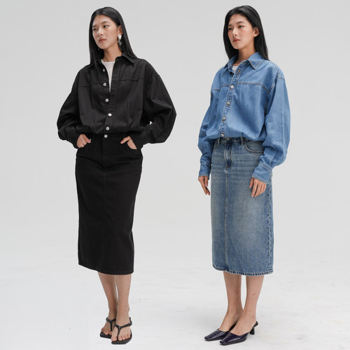 ZUCCOS 百搭肌理感宽松慵懒OVERSIZE Shirt长款长袖衬衫裙