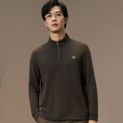 冰川时代秋冬新款半拉链立领保暖打底衫男装内搭外穿套头卫衣2511