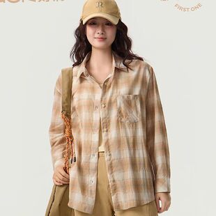 好彩格子衬衫女2026春夏新款纯棉时尚外搭休闲长袖懒懒搭衬衣672
