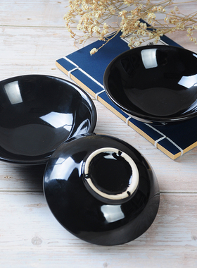 复古陶瓷全黑酒碗小碗菜小料碗土碗火锅蘸料碗家用啤酒白酒碗茶碗