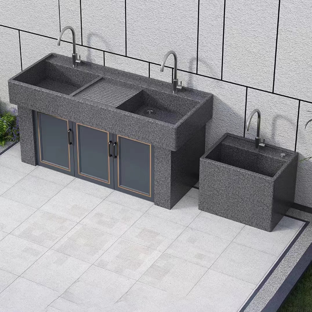 户外庭院洗手盆家用洗衣池一体台盆天然花岗岩阳台别墅自建房水槽