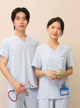 多恩短袖夏装口腔牙科护士服男女