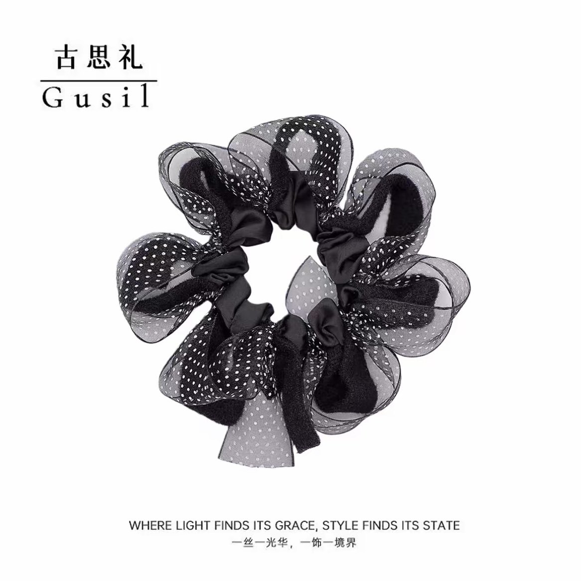 韩版波点缠绕蝴蝶结大肠发圈女新款高级感时尚头绳头花扎头发发绳