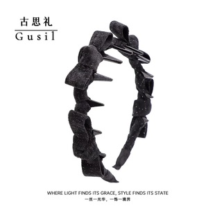 精致立体丝绒蝴蝶结高颅顶发箍带齿防滑头箍女新款增高颅顶发夹子