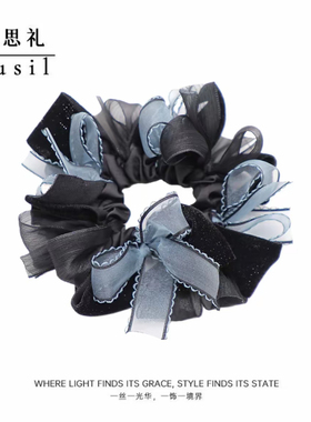 丝绒韵味紫色蝴蝶结发绳韩系低盘发大肠发圈2025新款头花头绳高级
