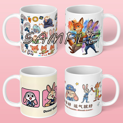 疯狂动物城水杯Zootopia狐尼克和兔朱迪周边马克杯家用陶瓷杯子