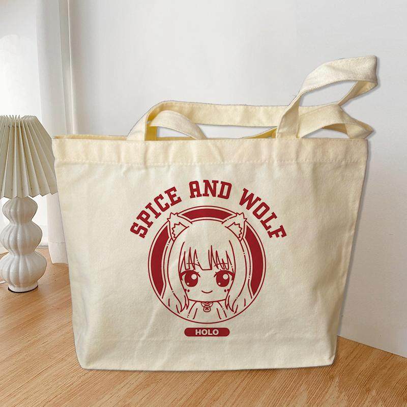 狼与香辛料动漫周边帆布袋赫萝holo横款手提袋大容量包包单肩