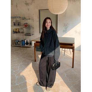 SIXI四喜家 佛罗伦萨调色板 纱杂色连帽毛衣外套女秋宽松慵懒上衣