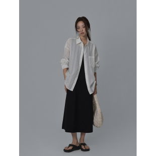 襯衫 SIXI四喜家 肌理感白色長袖 女春夏寬松防曬衫 松弛relax 襯衣