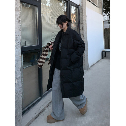 SIXI四喜家翻领长款羽绒服