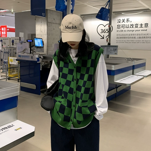 Осенние ретро шахматы, жилет, кардиган