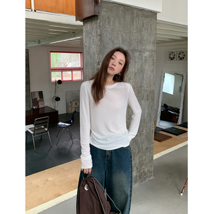 SIXI四喜家 柔软舒适 天丝羊毛打底衫女秋冬内搭修身显瘦长袖T恤