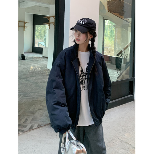 复古经典廓形加厚面包服飞行夹克