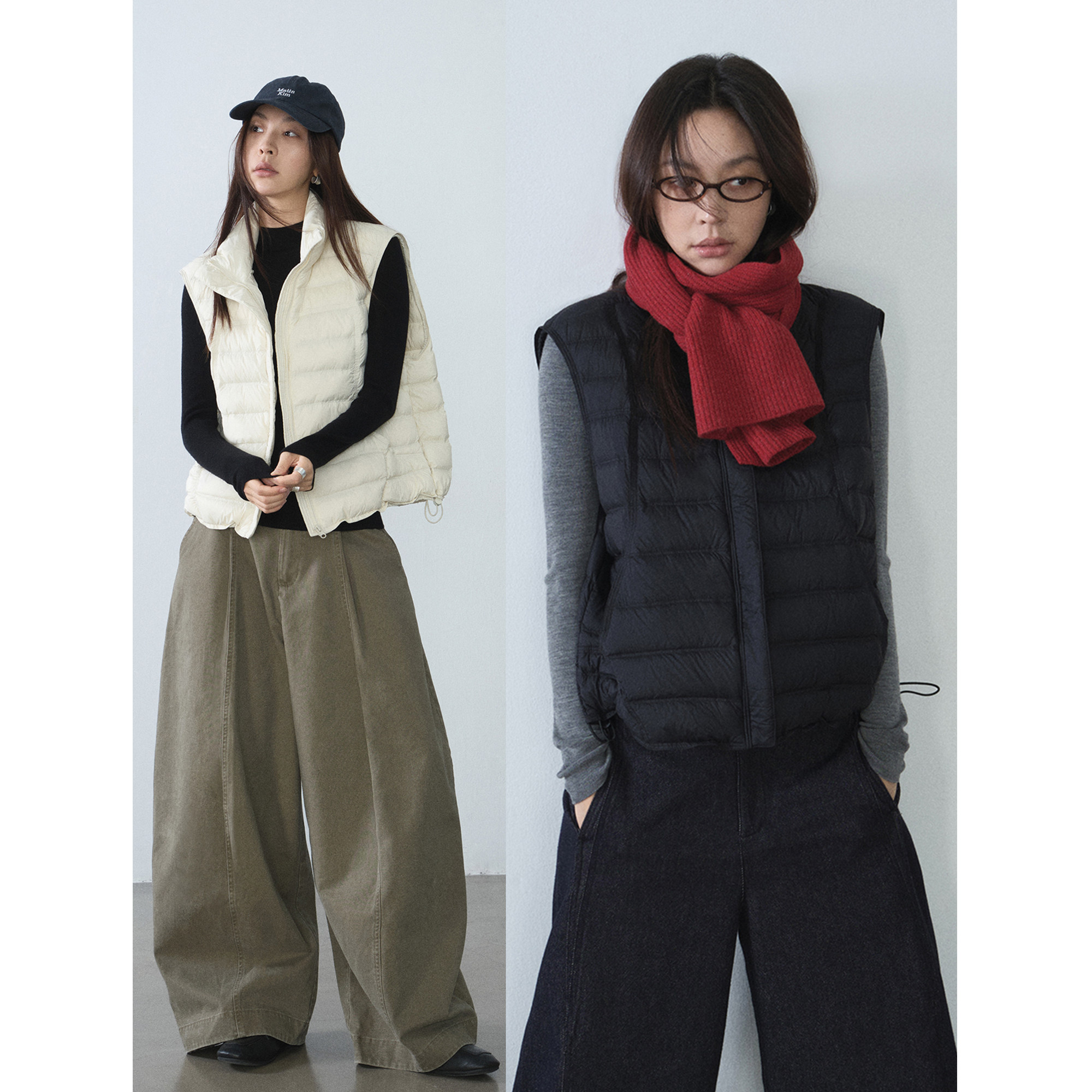 SIXI四喜家 排骨小泡芙 90白鸭绒排骨羽绒服马甲女立领无袖外套