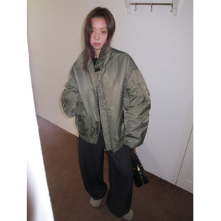 SIXI四喜家 重磅手作 廓形飞行员夹克棒球服女秋冬加厚夹棉外套