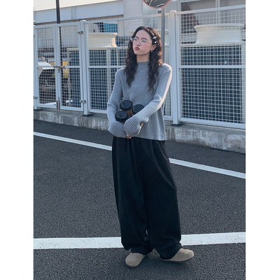 SIXI四喜家春秋坑条半高领毛衣