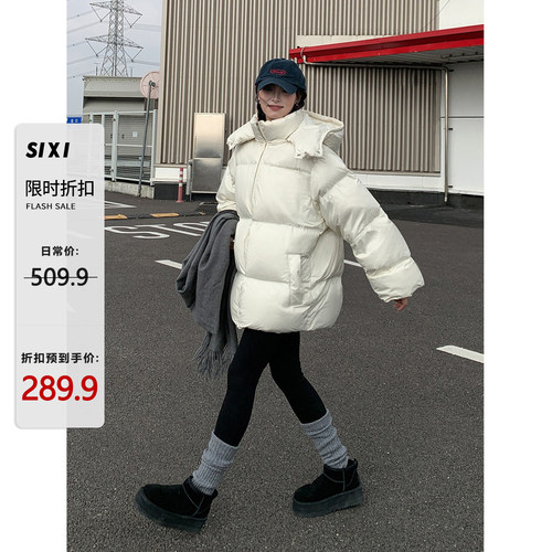 韩版连帽重工有型羽绒服