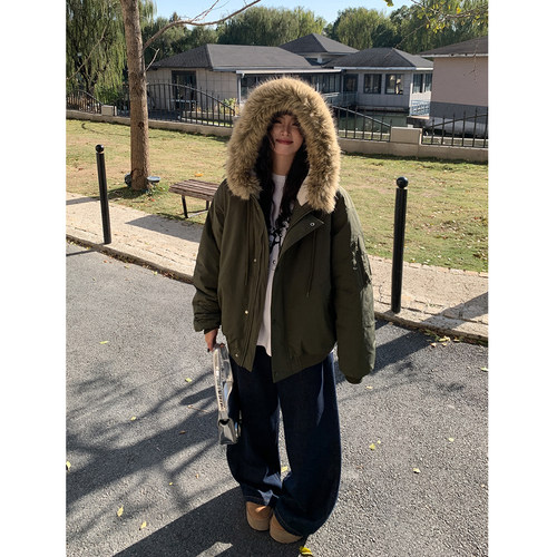 北欧旅途大毛领棉衣外套