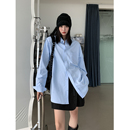 衬衣外套 SIXI四喜家春季 简约蓝白衬衫 女宽松经典 叠穿基础长袖