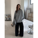 SIXI四喜家 基础主义 三色磨毛圆领长袖T恤女秋季宽松纯色上衣TEE