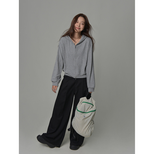 SIXI四喜家 基础盲选*连帽拉链卫衣开衫女秋季内搭短款针织薄外套