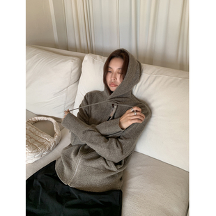 SIXI四喜家 特调色系经 典基础款软薄连帽拉链针织开衫女秋薄外套