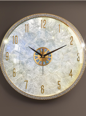 轻奢贝壳钟表挂钟客厅2024新款挂墙创意时钟高级感高档大气静音