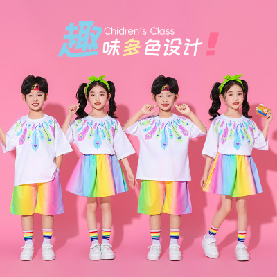 六一儿童啦啦队演出服小学生运动会多巴胺舞蹈合唱糖果色表演班服
