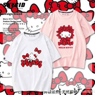 美式HelloKitty哈喽凯蒂小众设计感休闲上衣男女同款短袖二次元dt