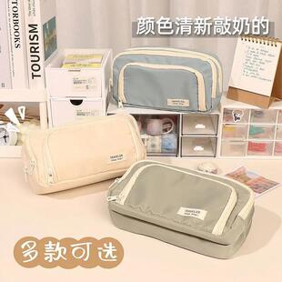 大容量开窗笔袋女简约大容量ins日系小清新文具盒初高中生铅笔盒
