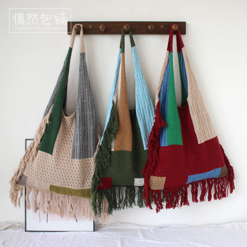 原创秋冬新款流苏针织女包