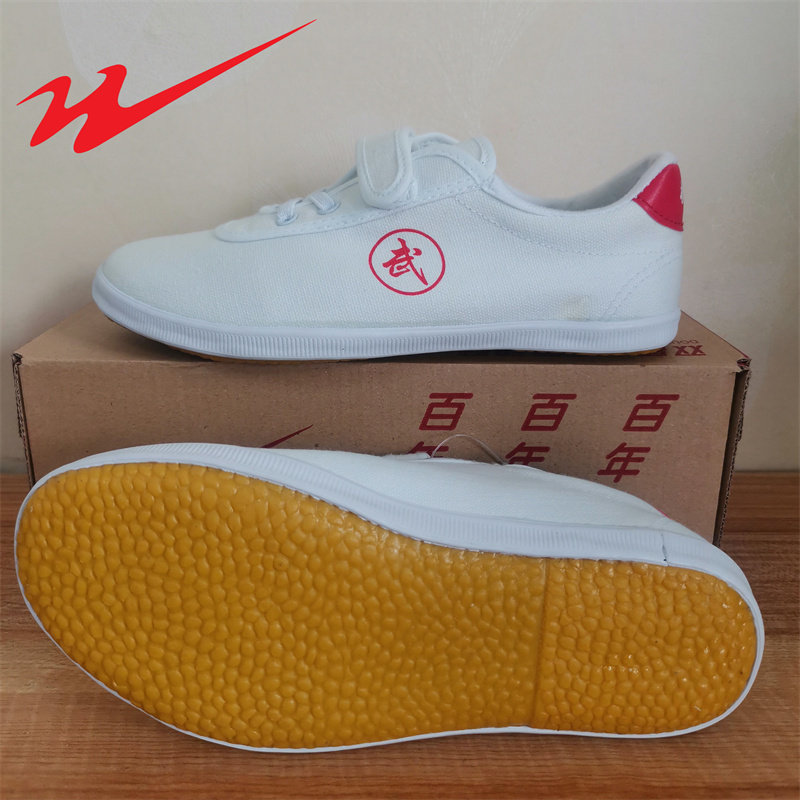 双星名人儿童武术鞋魔术贴搭扣牛筋底运动鞋帆布训练鞋练功演出鞋